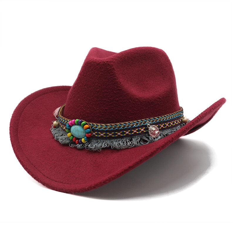 Four Seasons Unisex Cowboy Hatut Cowgirl Indiana Style Villainen Länsi Väri Hihna Koriste Nainen Mies Kaareva Liri Lippikset NZ0021 hinta ja tiedot | Miesten hatut, huivit ja käsineet | hobbyhall.fi