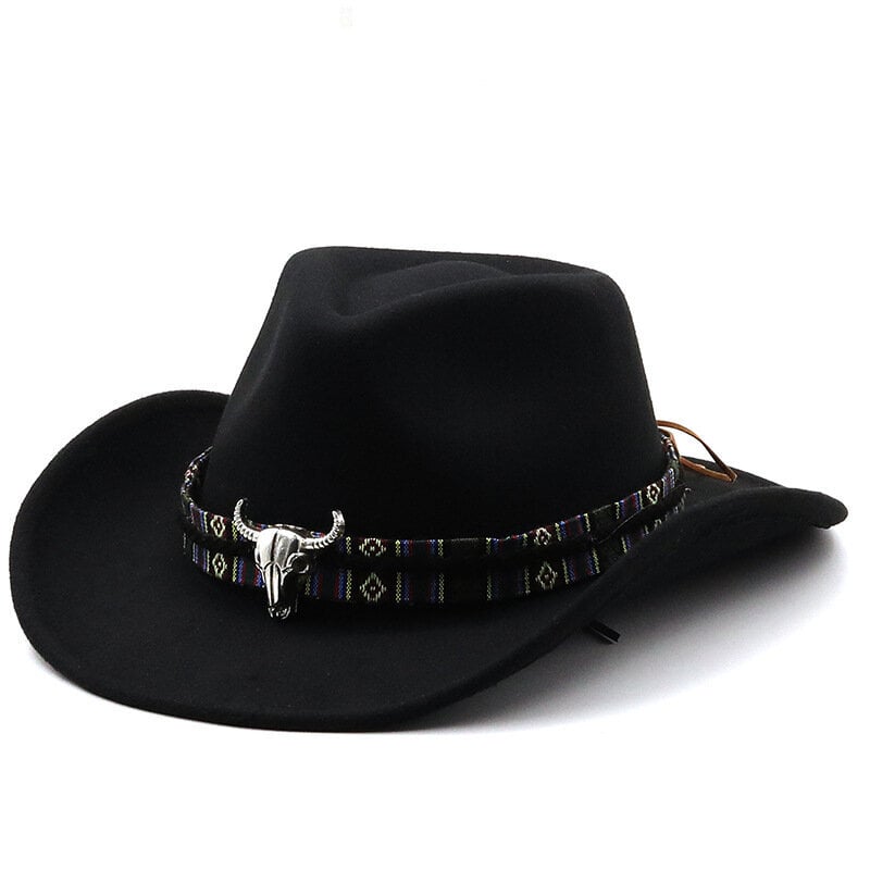 Muoti länsimainen Cowboy-hattu lehmänpäänauhalla leveäreunainen hattu Pop Jazz-hattu Talvi Miehet Naiset Jazz Villahattu Lehmätytön hattu hinta ja tiedot | Miesten hatut, huivit ja käsineet | hobbyhall.fi