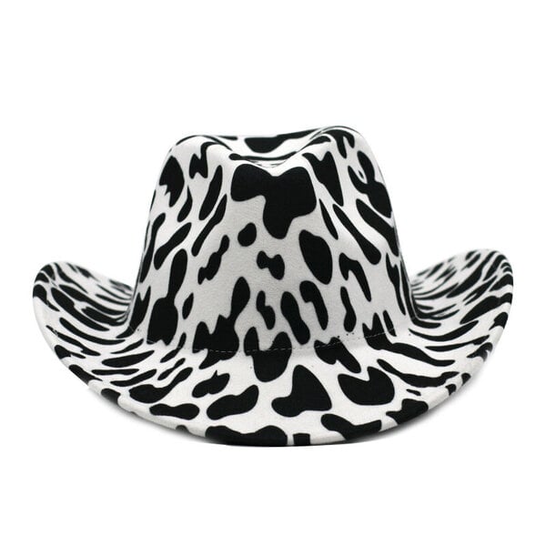 Cowboy hattu syksy talvi lehmäkuvio Fedora hattu kaksipuolinen paksuuntunut curling härän pää logo unisex jazz