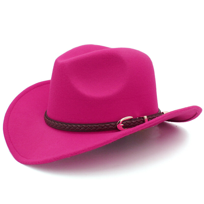 Kahvi Nahkanauha Vintage Vanhempi lapsi Naiset Miehet Lapsi Lapsi Villa Leveälierinen Cowboy Länsihattu Cowgirl Bowler Cap 54 57 61cm hinta ja tiedot | Miesten hatut, huivit ja käsineet | hobbyhall.fi