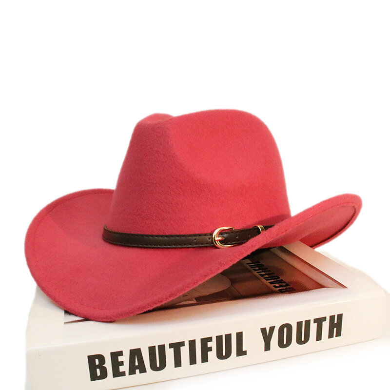 Retro Kahvi Nahkanauha Vanhemman lapsi Naiset Miehet Lapsi Lapsi Villa Leveälierinen Cowboy Länsihattu Cowgirl Bowler Cap 54 57 61cm hinta ja tiedot | Miesten hatut, huivit ja käsineet | hobbyhall.fi