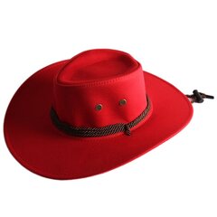 Unisex Western Cowboy-hattu köydellä leveälierinen Trendikäs yksivärinen jazz-hattu tuulenpitävä villi kylmään ulkoiluun hinta ja tiedot | Miesten hatut, huivit ja käsineet | hobbyhall.fi