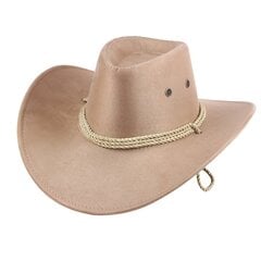 Unisex Western Cowboy-hattu köydellä leveälierinen Trendikäs yksivärinen jazz-hattu tuulenpitävä villi kylmään ulkoiluun hinta ja tiedot | Miesten hatut, huivit ja käsineet | hobbyhall.fi