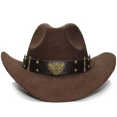 Retro Two Guns Nahkanauha Vanhemman lapsi Unisex Aikuinen Lapsi Villa Leveälierinen Cowboy Länsihattu Cowgirl Bowler Cap 54 57 61cm hinta ja tiedot | Miesten hatut, huivit ja käsineet | hobbyhall.fi