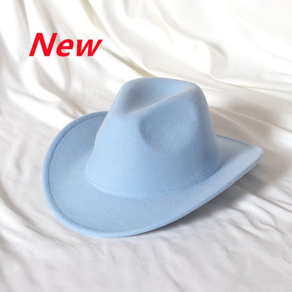 Mintunvihreä Western Cowboy Hat Naisten miesten poimutettu cowboy Tyttö Fedora nahkaisella Fedora Toca Toca Ritarihattu