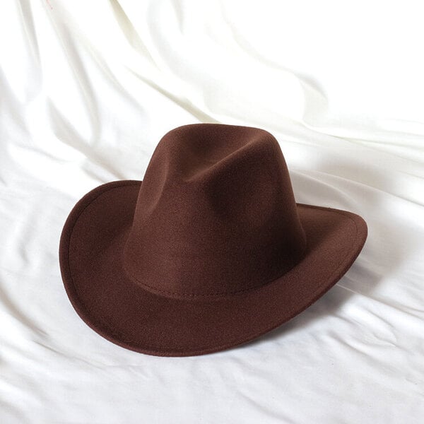 Mintunvihreä Western Cowboy Hat Naisten miesten poimutettu cowboy Tyttö Fedora nahkaisella Fedora Toca Toca Ritarihattu