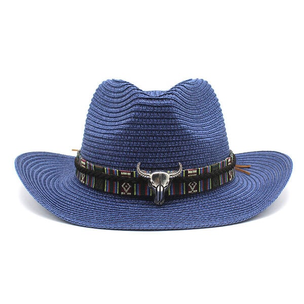 Kesä Cowboy Hattu Longhorn Hatband Pool Party Beach Straw Cap Western Stetson Muotoileva Cowgirl Unisex Jazz Fedora Panama