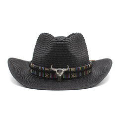 Kesä Cowboy Hattu Longhorn Hatband Pool Party Beach Straw Cap Western Stetson Muotoileva Cowgirl Unisex Jazz Fedora Panama hinta ja tiedot | Miesten hatut, huivit ja käsineet | hobbyhall.fi