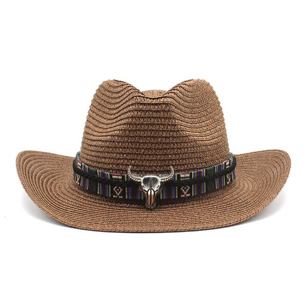 Kesä Cowboy Hattu Longhorn Hatband Pool Party Beach Straw Cap Western Stetson Muotoileva Cowgirl Unisex Jazz Fedora Panama