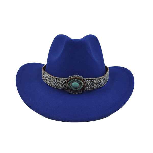 Fedora Solid Color Cowboy Hat Roll Brim Sticky Hat Syksy- ja talvihattu naisille Miesten ulkoilu jazz-hattu Länsi-Cowboy-hattu