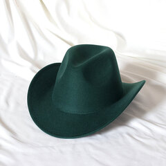 Fedora Solid Color Cowboy Hat Roll Brim Sticky Hat Syksy- ja talvihattu naisille Miesten ulkoilu jazz-hattu Länsi-Cowboy-hattu hinta ja tiedot | Miesten hatut, huivit ja käsineet | hobbyhall.fi