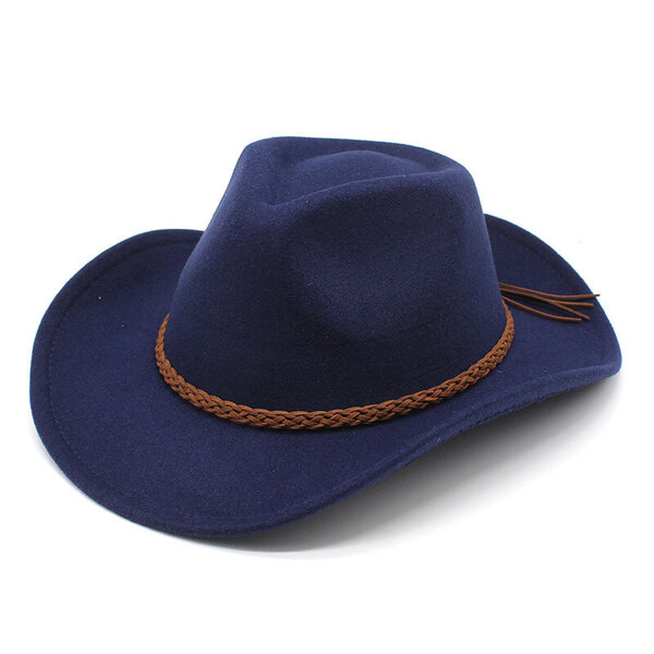 Four Seasons Woolen Miesten Cowboy Hatut Punotut Olkaimet Suunnittelu Western 57 58cm Ulkoilu Miesten Lippalakit Viileä Ratsastuspoika NZ0051