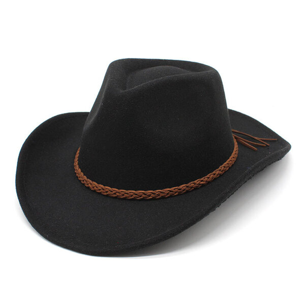 Four Seasons Woolen Miesten Cowboy Hatut Punotut Olkaimet Suunnittelu Western 57 58cm Ulkoilu Miesten Lippalakit Viileä Ratsastuspoika NZ0051