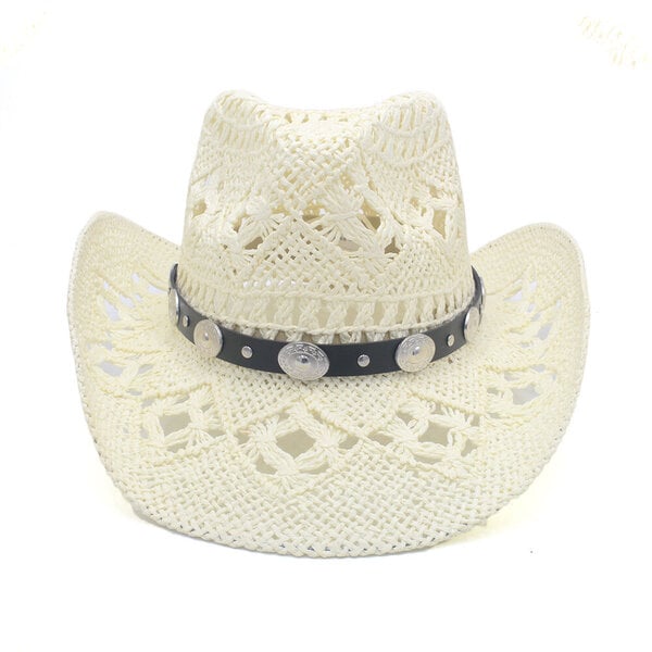 Miehet Naiset Olki Western Cowboy Hatut Leveälieriset aurinkohattu Summer Caps Sombrero Travel Sunbonnet Street Style Beach Koko US 7 1 4 UK L