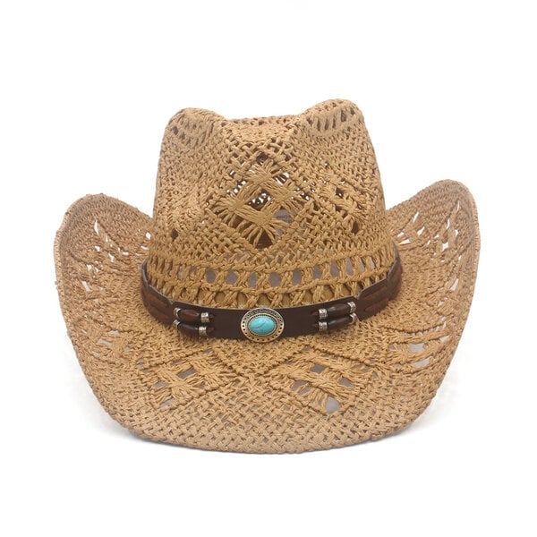 Miehet Naiset Olki Western Cowboy Hatut Leveälieriset aurinkohattu Summer Caps Sombrero Travel Sunbonnet Street Style Beach Koko US 7 1 4 UK L