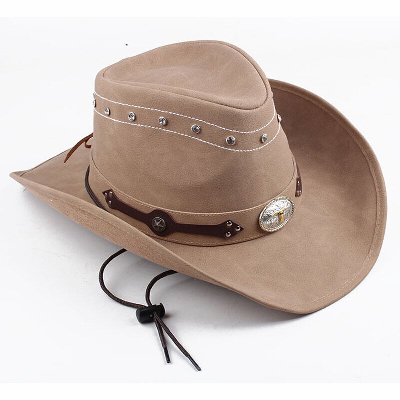 Klassinen 100% Nahka Western Cowboy Hattu Miesten Gentleman Isä Kummisetä Lippalakit Panama Cowgirl Jazz Hatut Sombrero Hombre hinta ja tiedot | Miesten hatut, huivit ja käsineet | hobbyhall.fi