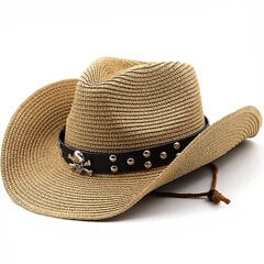 Muoti Punk Merkki Miehet Länsi Cowboy Hattu Kesä Straw Beach Hatut Panama Cowgirl Jazz Sun Cap gorros hombre hinta ja tiedot | Miesten hatut, huivit ja käsineet | hobbyhall.fi