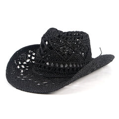 Muoti Koverrettu Käsintehty Cowboy Olkihattu Naiset Miehet Kesä Ulkoilu Ranta Aurinkohatut Unisex Solid Länsi Aurinkovarjo Cap Hot hinta ja tiedot | Miesten hatut, huivit ja käsineet | hobbyhall.fi