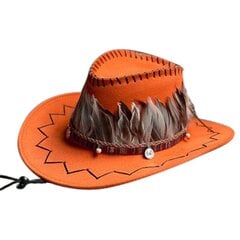 Cowboy-hattu höyhenhattunauha Cowboy-asu Länsi-esitys Cosplay-rekvisiitta Rantamatkat Cowgirl-hattu Kesäaurinkohattu retkeilyyn hinta ja tiedot | Miesten hatut, huivit ja käsineet | hobbyhall.fi