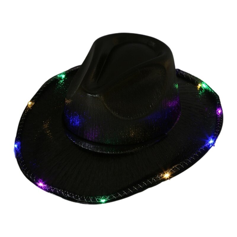 Länsimainen Cowgirl-hattu Retro-tyylinen paljetteja LED Light Lim Jazz Top Hat Syntymäpäiväjuhla Yökerho Huopa Cowboy Lippalakki miehille Naisille hinta ja tiedot | Miesten hatut, huivit ja käsineet | hobbyhall.fi