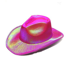 Cowboy-hattu joululava karnevaalijuhla Vaaleanpunainen fluoresoiva värikäs cowboy-hattu Yhdistelmälaserhattu Länsi-tyylinen illuusio hinta ja tiedot | Miesten hatut, huivit ja käsineet | hobbyhall.fi