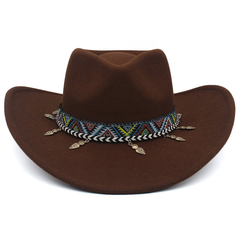 Miehet Naiset Villasekoite Länsi-Cowboy Hatut Leveälieriset aurinkohatut Juhlamatka Sombrero Ulkolakit Klassinen Retro Säädettävä koko hinta ja tiedot | Miesten hatut, huivit ja käsineet | hobbyhall.fi