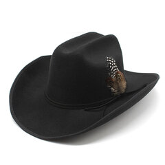 9,5 cm leveälierinen länsimainen cowboy-hattu miehille vintage Fascinator Cowgirl jazz-hattu Cloche kirkon lippalakit Sombrero Hombre hinta ja tiedot | Miesten hatut, huivit ja käsineet | hobbyhall.fi