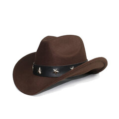 Retro Leveä Star Nahkanauha Vanhemman lapsi Naiset Miehet Lapsi Lapsi Villa Leveälierinen Cowboy Länsihattu Cowgirl Bowler Cap 54 57 61cm hinta ja tiedot | Miesten hatut, huivit ja käsineet | hobbyhall.fi