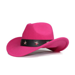 Retro Leveä Star Nahkanauha Vanhemman lapsi Naiset Miehet Lapsi Lapsi Villa Leveälierinen Cowboy Länsihattu Cowgirl Bowler Cap 54 57 61cm hinta ja tiedot | Miesten hatut, huivit ja käsineet | hobbyhall.fi