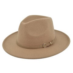 Retro Fedora Hattu Beige Vyö Villahattu Cowboy Hattu Retro Musta Villahattu Litteä Räystäs Lippalakki hinta ja tiedot | Miesten hatut, huivit ja käsineet | hobbyhall.fi