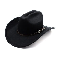 Retro yksinkertainen nahkanauha jäljitelmä kashmir naiset miehet suuri leveä reuna Cowboy länsihattu Cowgirl lippalakki 56 59cm hinta ja tiedot | Miesten hatut, huivit ja käsineet | hobbyhall.fi