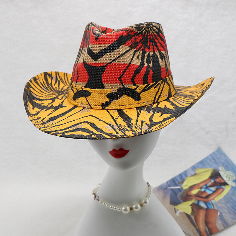 Cowboy-hattu Muotipainatus Vanha olkihattu Miesten kesäinen ulkoilu Rantahattu Unisex Solid Western Cowboy Hat hinta ja tiedot | Miesten hatut, huivit ja käsineet | hobbyhall.fi