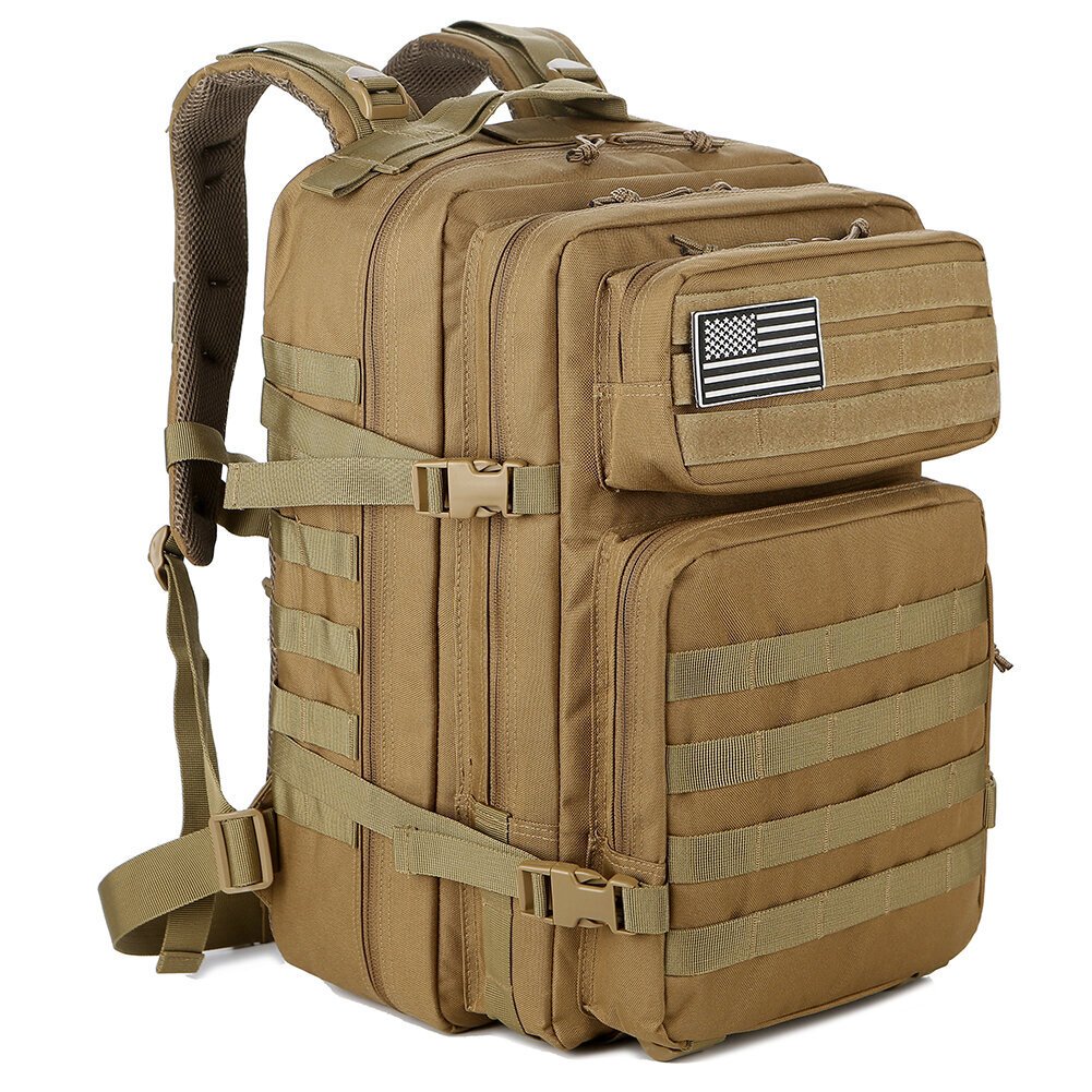 QT&QY Tactical Military Reput 45L Suuri kapasiteetti Mies 3 päivän armeijan Molle Assault Laukut Ulkoilu Retkeily Reppu Khaki hinta ja tiedot | Urheilukassit ja reput | hobbyhall.fi