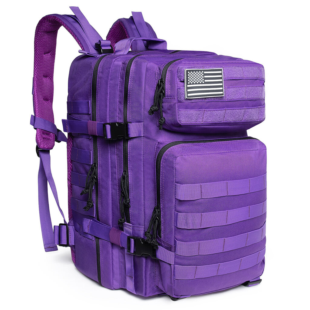 QT&QY Tactical Military Reput 45L Suuri kapasiteetti Mies 3 Päivän Army Molle Assault Laukut Ulkoilu Retkeily Reppu Violetti hinta ja tiedot | Urheilukassit ja reput | hobbyhall.fi