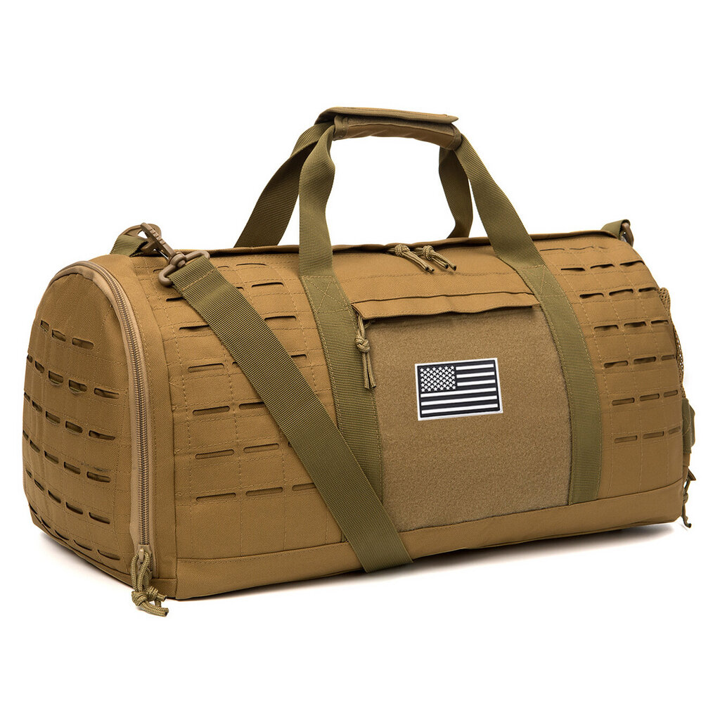 QT&QY 40L Sport Gym Bag Tactical Travel Duffel Laukku Miehille Military Fitness Urheilukassi Harjoituskassi Koripallo Viikonloppu BagTan hinta ja tiedot | Urheilukassit ja reput | hobbyhall.fi