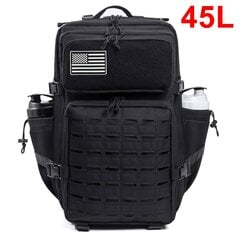 QT&QY 25L/45L Tactical Military Reppu miehille ja naisille Army Assault Pack Bag Pieni koulureppu pullonpitimellä45L Musta hinta ja tiedot | Urheilukassit ja reput | hobbyhall.fi