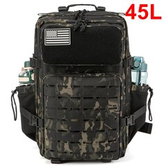 QT&QY 25L/45L sotilaallinen taktinen reppu naisille/miehille Army Laser Cut Molle -päiväreppu koululaukku Gym-reppu kaksoismukinpitimellä45L musta Camo hinta ja tiedot | Urheilukassit ja reput | hobbyhall.fi