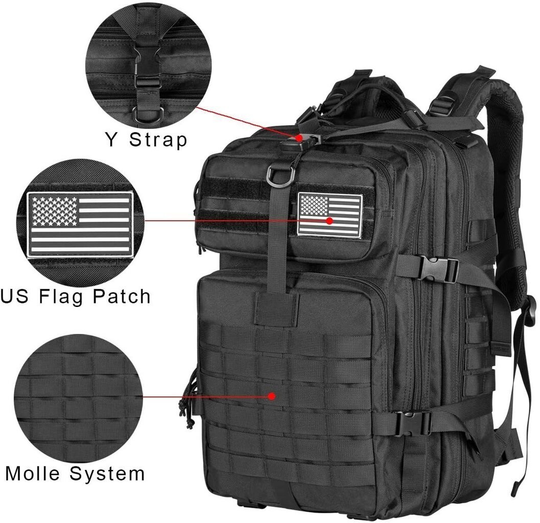 QT&QY 30/45L Miesten taktiset reput Sotilasmatkalaukut Army Outdoor 3P Assault Pack EDC Molle Reppu vaellukseen Metsästyslaukku30L CP hinta ja tiedot | Urheilukassit ja reput | hobbyhall.fi