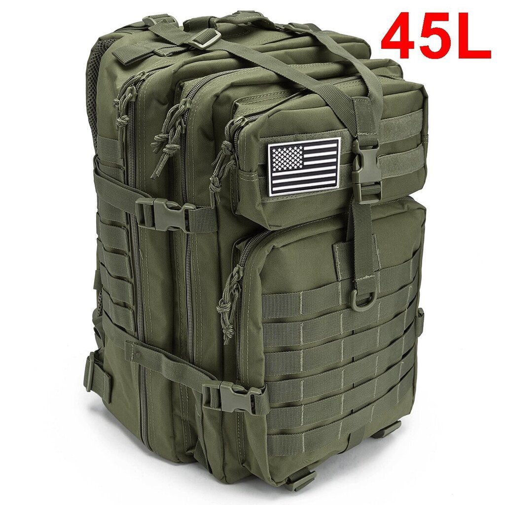 QT&QY 30/45L Miesten taktiset reput Sotilaalliset matkalaukut Army Outdoor 3P Assault Pack EDC Molle Pack retkeilyyn Metsästyslaukku45L Vihreä hinta ja tiedot | Urheilukassit ja reput | hobbyhall.fi