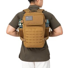 QT&QY 25L sotilaalliset taktiset reput miehille Army Laser Cut Molle -päiväreppu Pieni Bug Out Bag Gym-reppu kahdella kupinpidikkeelläMusta hinta ja tiedot | Urheilukassit ja reput | hobbyhall.fi