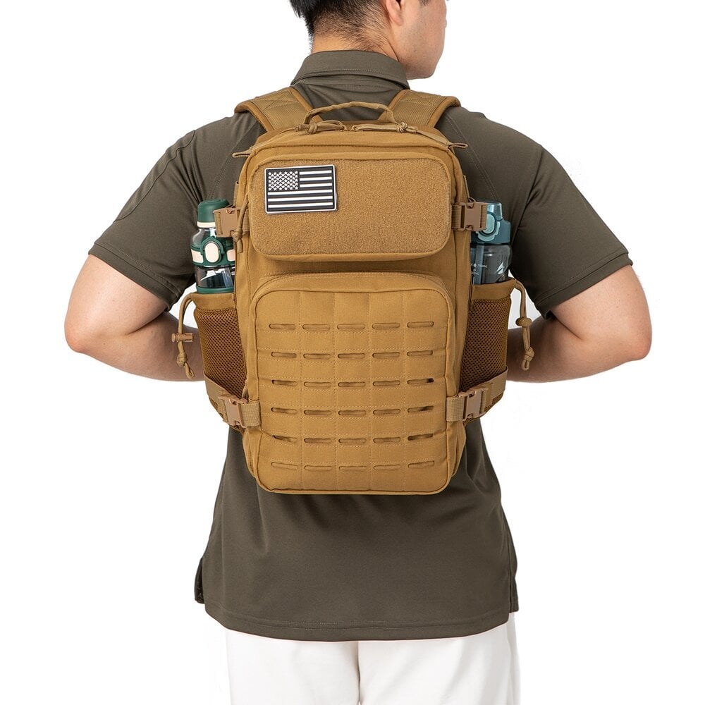 QT&QY 25L sotilaalliset taktiset reput miehille Army Laser Cut Molle -päiväreppu Pieni Bug Out Bag Gym-reppu kahdella kupinpitimellä Vihreä hinta ja tiedot | Urheilukassit ja reput | hobbyhall.fi