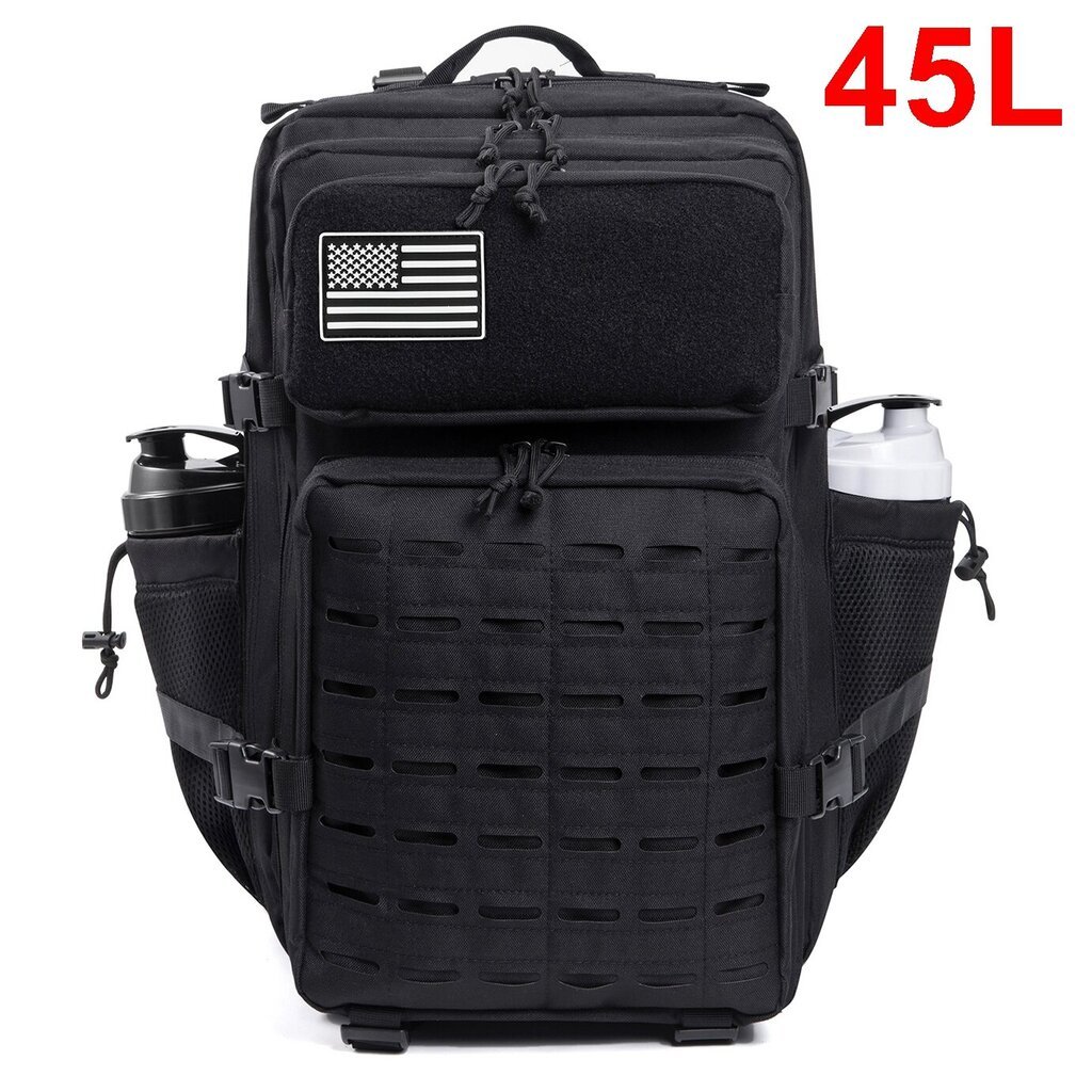 QT&QY 25L/45L sotilaallinen taktinen reppu naisille/miehille Army Laser Cut Molle -päiväreppu koululaukku Gym-reppu kaksoismukinpitimellä45L musta hinta ja tiedot | Urheilukassit ja reput | hobbyhall.fi