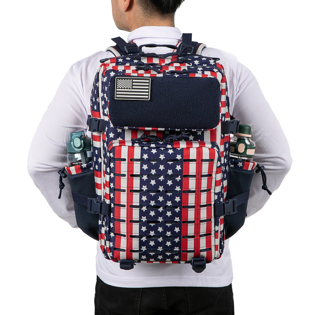 QT&QY 25L/45L sotilaallinen taktinen reppu naisille/miehille Army Laser Cut Molle -päiväreppu koululaukku Gym-reppu kaksinkertaisella kupinpitimellä45L Star Spangled hinta ja tiedot | Urheilukassit ja reput | hobbyhall.fi