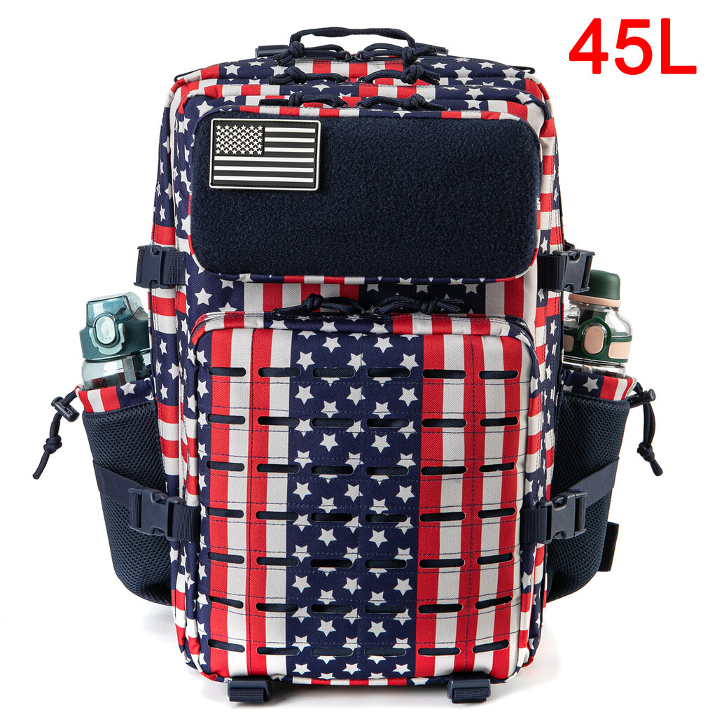 QT&QY 25L/45L sotilaallinen taktinen reppu naisille/miehille Army Laser Cut Molle -päiväreppu koululaukku Gym-reppu kaksinkertaisella kupinpitimellä45L Star Spangled hinta ja tiedot | Urheilukassit ja reput | hobbyhall.fi