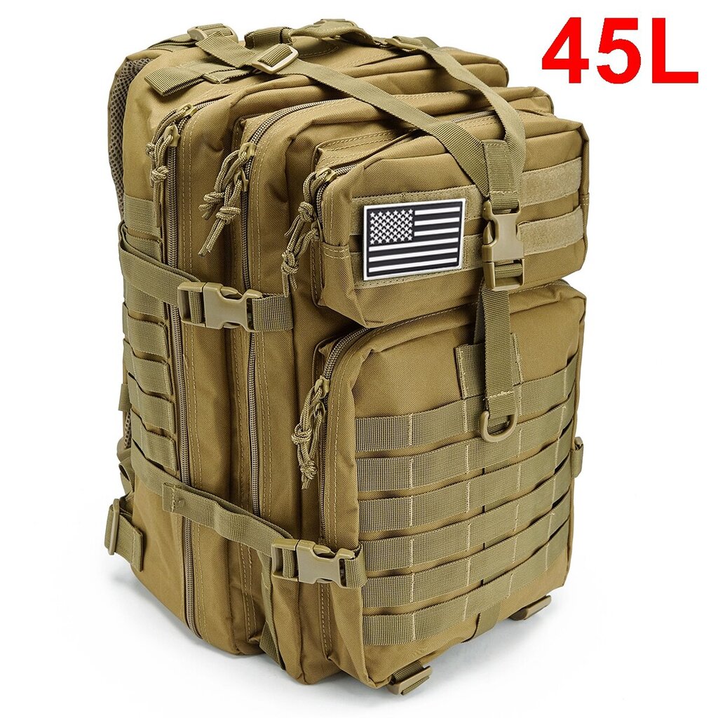 QT&QY 30/50L Miesten Tactical Reput Armeijan Matkalaukut Army Outdoor 3P Assault Pack EDC Molle Pack Retkeilyyn Metsästyslaukku50L Khaki hinta ja tiedot | Urheilukassit ja reput | hobbyhall.fi