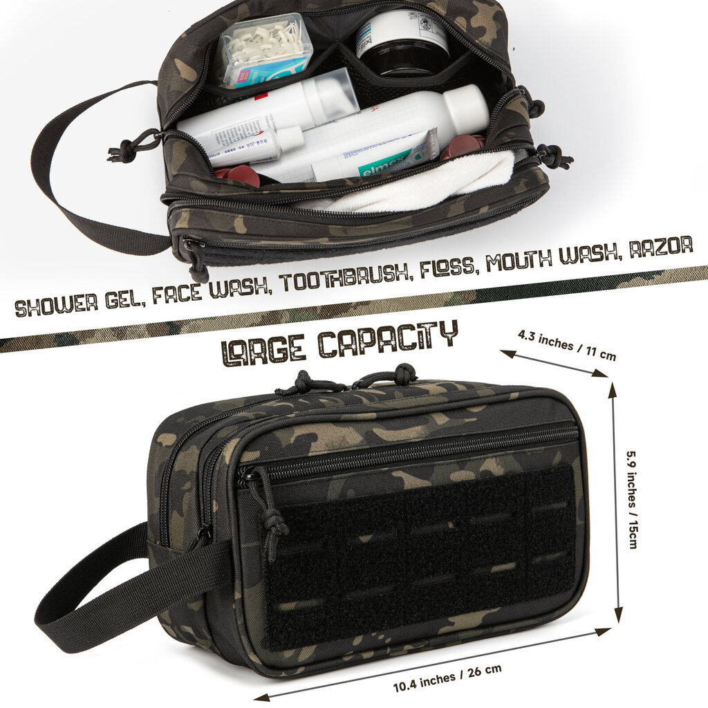 QT&QY Tactical Toiletness Bag miehille Hygienialaukku Military Tool Molle Pouches Small Dopp Kit Miesten parranajopakkaus MatkasuihkulaukkuMusta CP hinta ja tiedot | Urheilukassit ja reput | hobbyhall.fi