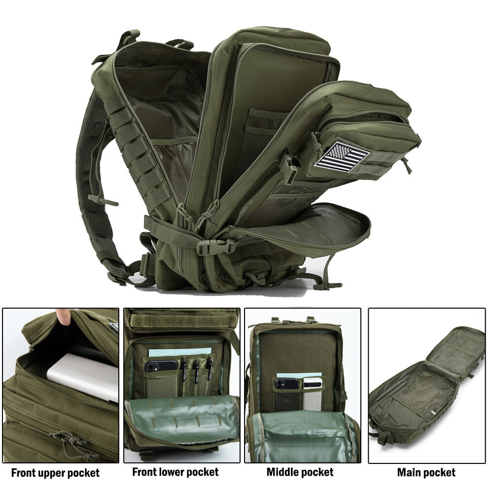 QT&QY 30/50L taktiset sotilasreput miehille armeijan ulkolaukuille 3P Assault Pack EDC Molle Pack retkeilyyn metsästyslaukku30L CP hinta ja tiedot | Urheilukassit ja reput | hobbyhall.fi