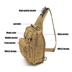 QT&QY Tactical Olkareppu Rover EDC Outdoor Military Sling Bag Vedenpitävä Vaellus Camping Pack Range Bag Army Day Reppu musta hinta ja tiedot | Urheilukassit ja reput | hobbyhall.fi