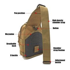 Taktinen olkareppu Rover EDC Outdoor Military Sling Laukku Vedenpitävä Vaellus Camping Pack Range Laukku Metsästysarmeija DaypackGray Digital hinta ja tiedot | Urheilukassit ja reput | hobbyhall.fi