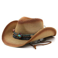 Summer Bohemian Spray Paint Western Straw Cowboy Hat Miehet Elegantti Naiset Punk Sombrero Hombre Cowgirl Ulkoilu Jazz Ranta Aurinkohattu hinta ja tiedot | Miesten hatut, huivit ja käsineet | hobbyhall.fi